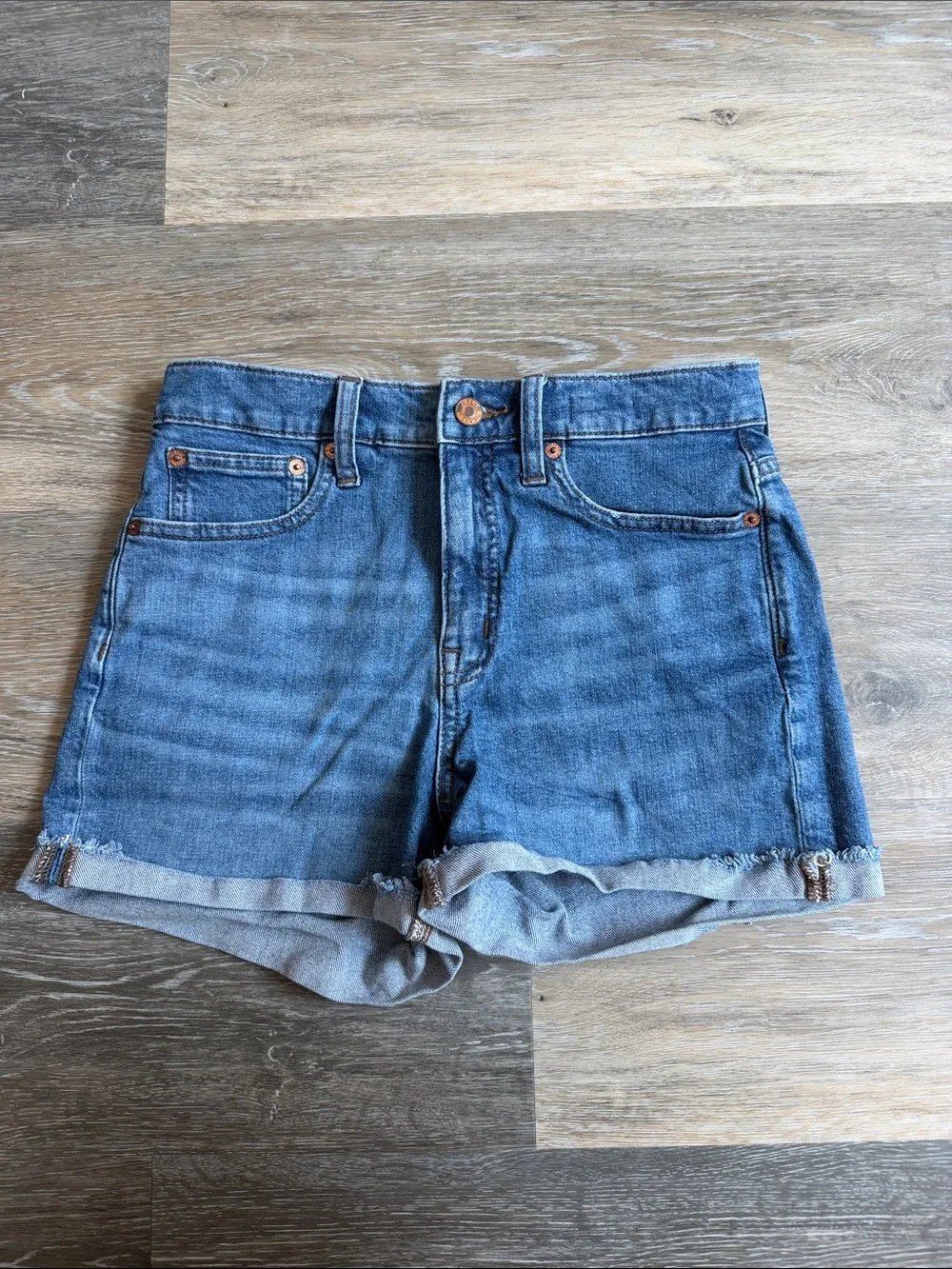 J. Crew Blue Denim Rolled-Hem Cutoff Shorts